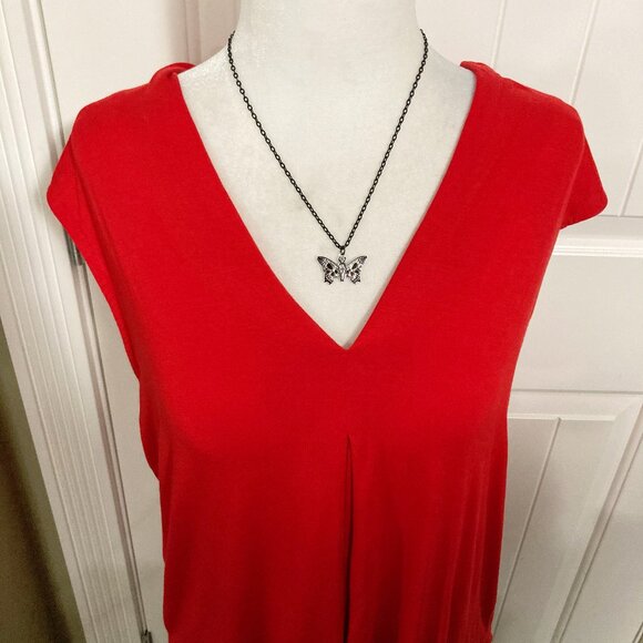 PAPA VANCOUVER Red v-neck short-sleeve top ~ Stretchy LARGE XL 1X shirt - Picture 4 of 15
